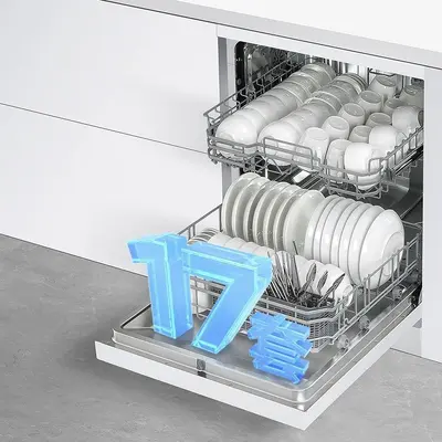Vollautomatischer Geschirrspüler für 17 Maßgedecke, Einbau- und Tischmodell, Wassereffizie