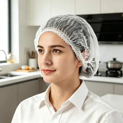 Disposable Non-Woven Kitchen Chef Hat, Dust-Proof Hygienic Cap, Breathable - 8