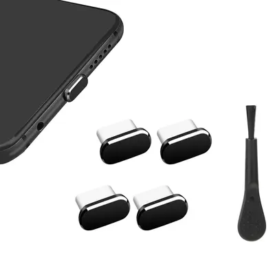 Vier Staubschutzstöpsel mit einer Bürste für Apple Samsung S-Serie C Ladeanschluss Universal USB Staubschutzstöpsel