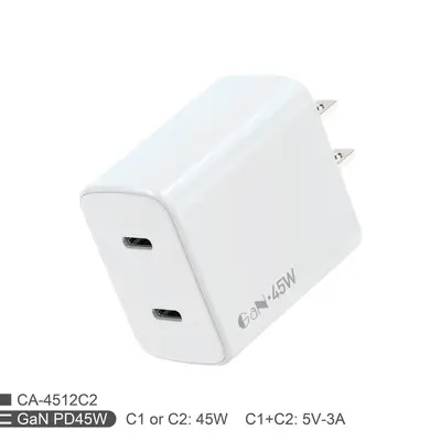 PD45W Süper Hızlı Şarj Cihazı Seti Çoklu USB Portlu GaN Adaptör ABD Fişi