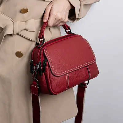 Genuine Leather Small Round Women's Bag, Single Shoulder, Korean Style - 9