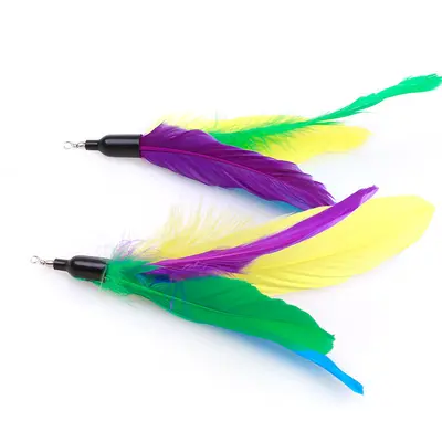 Cat Feather Teaser Wand Replacement Heads with Bell, Multiple Styles - 6