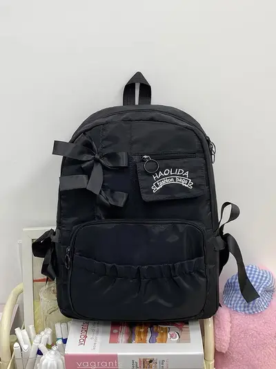 Middle School Girls Backpack, Large Capacity, Cute Bow Design - 8