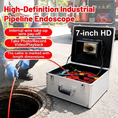Cross-border foreign trade best-selling 7-inch recording Kemei industrial pipeline endoscope camera video inspection device with waterproof probe
