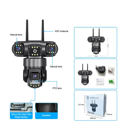 V380 Pro Überwachungskamera Drei-Objektiv WIFI Außenbereich - 6