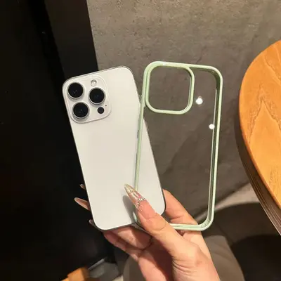 iPhone 16 Pro Max şeffaf akrilik dopamin kontrast renkli kenarlıklı Apple 15 koruyucu kılıf - 9