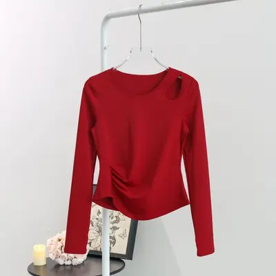 Women's Hollow-Out Long-Sleeve Running Fitness Top, Spring Autumn - 8