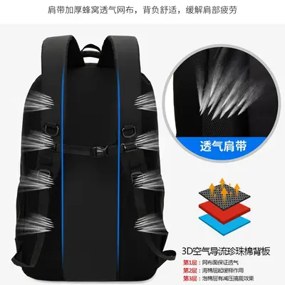 Large Capacity Men's Backpack, Black, Waterproof and Wear-Resistant - 5