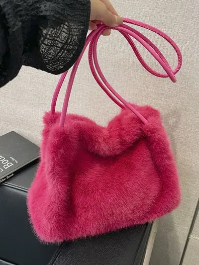Women's Mink-Style Plush Tote Bag, Large Capacity - 3