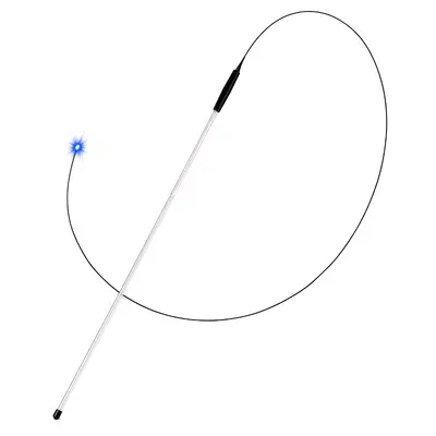 Laser Cat Teaser Wand with Extra Long Feather, Steel Wire, Bite Resistant - 5