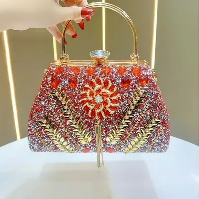 Large Capacity Women's Rhinestone Evening Bag, Single Shoulder Crossbody - 8