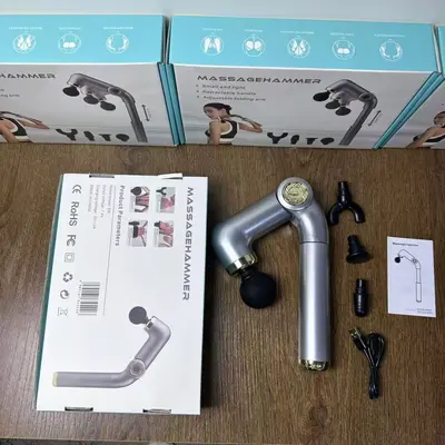 Long-Handle Telescopic Curved-Hook Fascia Gun for Neck and Back Massage - 5