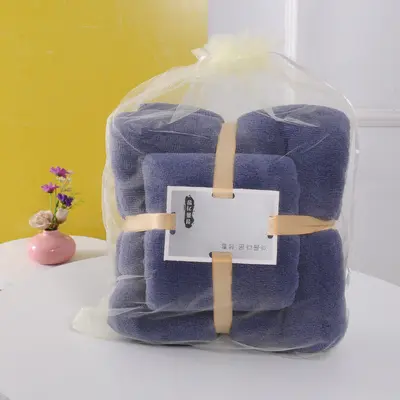 Thickened bath towel set coral fleece parent-child - 13
