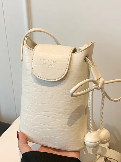 Women's Bucket Bag, Single Shoulder Crossbody, Solid Color