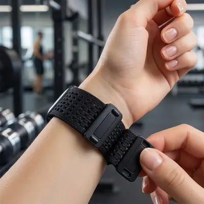 Apple Watch 11 uyumlu naylon örgü delikli elastik kordon