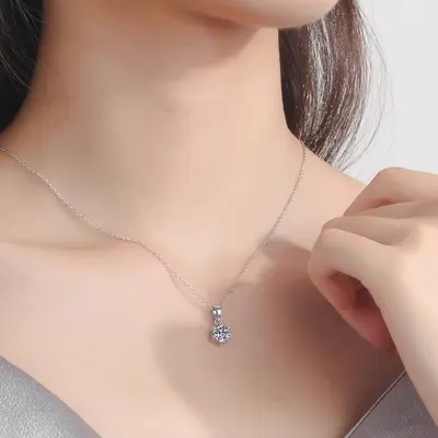 Moissanite sterling silver necklace, 925, versatile pendant