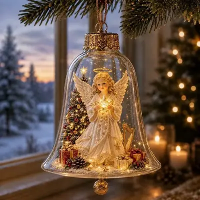Tragbare Mini-Weihnachtsszene mit leuchtender Glockenfigur als Dekoration - 9
