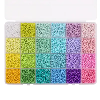 24-Compartment Bead Set with 3mm Beads, DIY Bracelet and Necklace Making Kit - 12