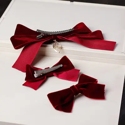 Vintage Wine Red Bridal Side Clip with Pearl Hair Accessory for Weddings - 5