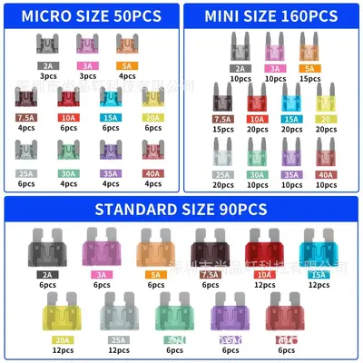 300 Pcs Mini Blade Fuse Assortment Kit with Yellow Clips - 3