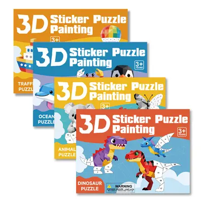 3D-Geometrie-Puzzle-Stickerbox, 4er Set für Kinder