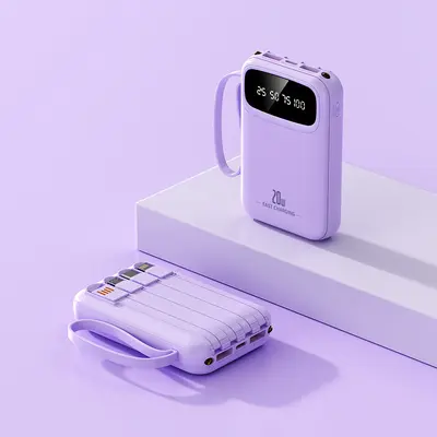 3C Certified Power Bank 20000mAh Large Capacity Portable Charger with Built-in Cable Gift Customization Wholesale - 7
