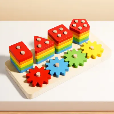 Holz-Tierformen Sortierspielzeug für Farben und Formen - 10