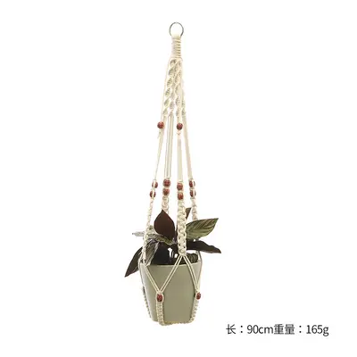 Hand-Woven Cotton Rope Garden Planter Hanger, Decorative Hanging Basket - 13