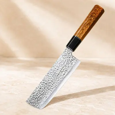 Dövme paslanmaz çelik mutfak bıçak seti, şef ve santoku bıçakları - 8