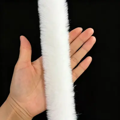 Faux Rabbit Fur White Trim Strip for Winter Clothing and Hat Decoration - 7