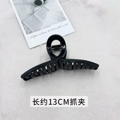 Black Large PC Claw Clip Shark Clip Back of Head Crossover Hair Clip DIY Material Handmade Simple Versatile Hair Accessory - 7