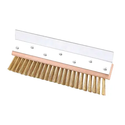 Pizza Oven Cleaning Brush, Stainless Steel Long Handle, Copper Wire Head