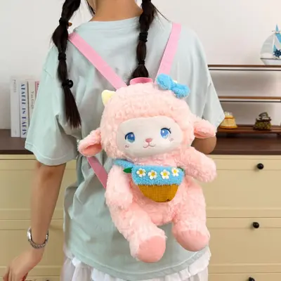 Plüsch-Schaf-Rucksack im koreanischen Stil, doppelte Träger - 3
