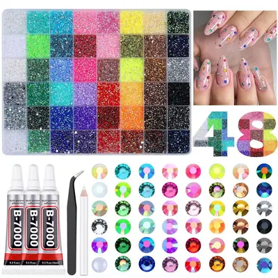 3mm Resin Flatback Nail Rhinestones, Mixed Colors - 9