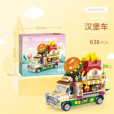 Zhegao 00886-00891 Tatlı Hamburger Arabası Yapı Taşı Seti - 11