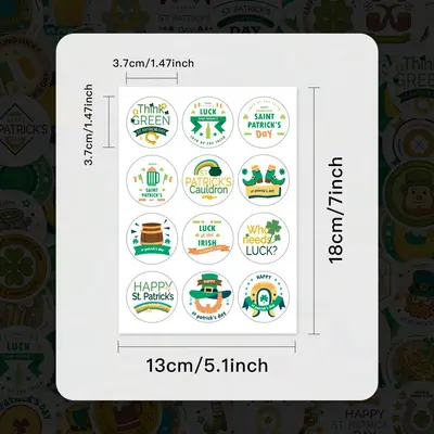 St. Patrick's Day Green Hat Stickers, Round Decorative Envelope Seals - 4
