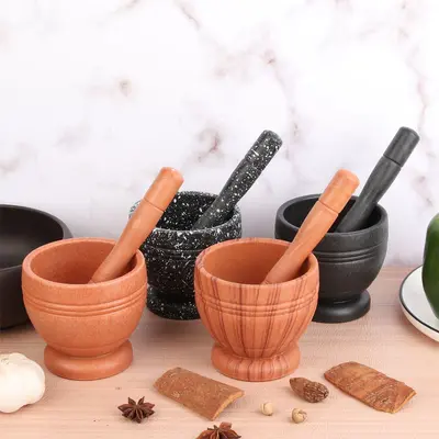 Sarımsak ezici, sarımsak presi, manuel ev tipi ahşap desenli ezici, zencefil öğütücü, ilaç kabı, sarımsak kepçesi
