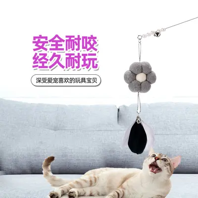 Fairy Cat Teaser Wand with Bell and Feather, Long Handle, Chew-Resistant - 5