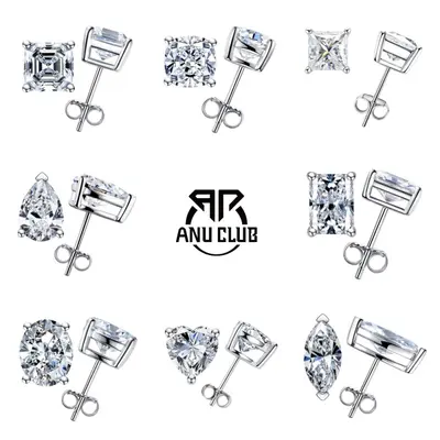 Grenzüberschreitend exklusiv: Vielseitige Moissanit-Ohrstecker in Sonderform, Ohrschmuck aus 925er Silber für Damen, Europa und Amerika, mossianteearrings