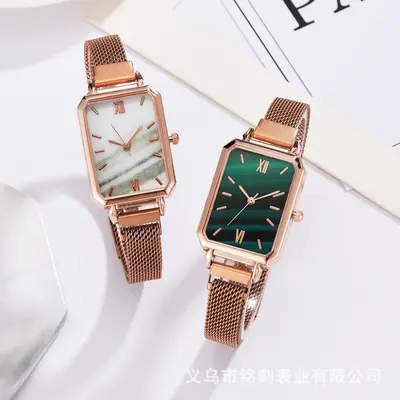 Women's watch, peacock green square design, elegant style - 3