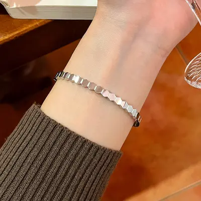 Titanium steel bracelet, silver, non-fading - 5
