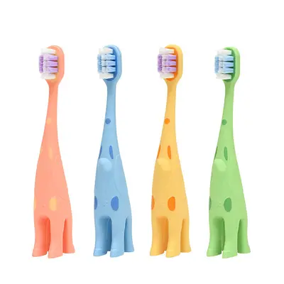 Cute Cartoon Giraffe Children's Soft-Bristle Toothbrush, 2-Pack