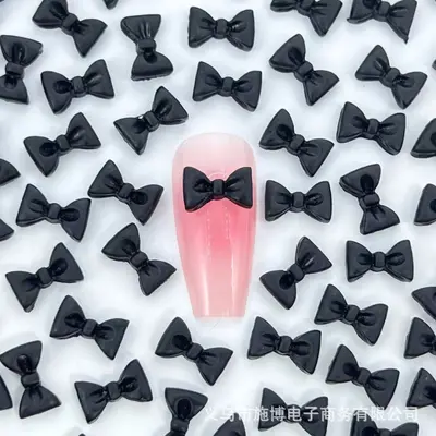 3D Resin Bow Nail Art Charm Set, Solid Colour, DIY - 11