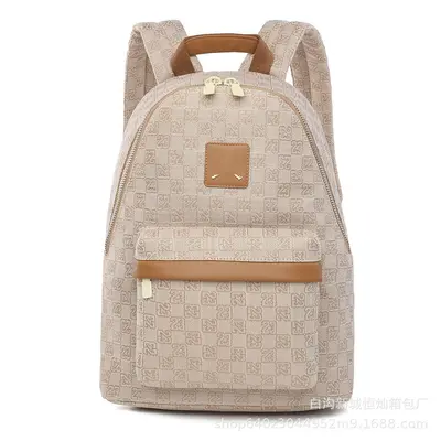 Checkerboard Letter Print Backpack, Large Capacity, for School and Travel - 6