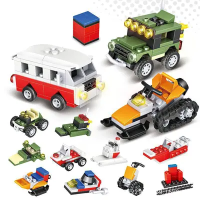 10-in-1 Small Particle Building Block Box Set, Assemblable Car Models - 9