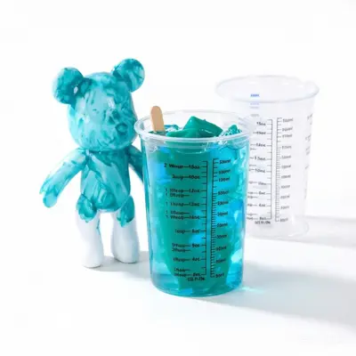 Tek Kullanımlık 600 ml Şeffaf Plastik Karıştırma Ölçü Kabı, Dereceli
