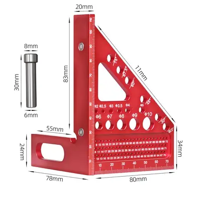Aluminum Alloy Woodworking Right Angle Square 7 Inch, 90 Degree, Imperial/Metric - 7
