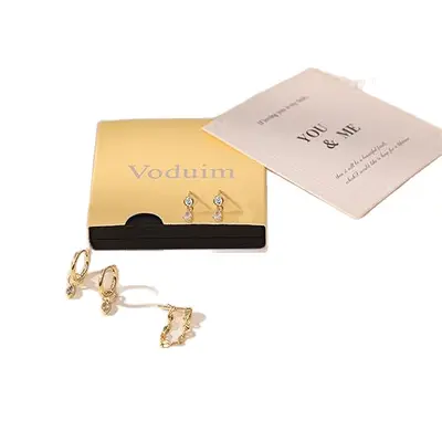 Copper Earring Set with Real Gold Plating and Zircon Stones