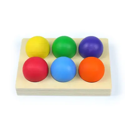 Holz-Regenbogen-Steckkugeln mit 12-Farben-Sortierbrett - 10
