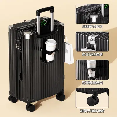 Women's suitcase, multifunctional, silent wheels, combination lock, rechargeable - 10